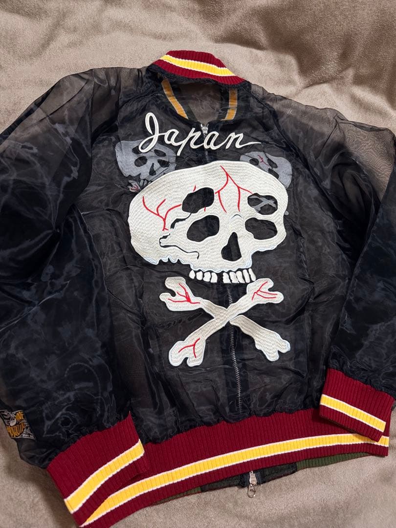 未使用 スカル メッシュ生地 スカジャン unisex 美品 vintage