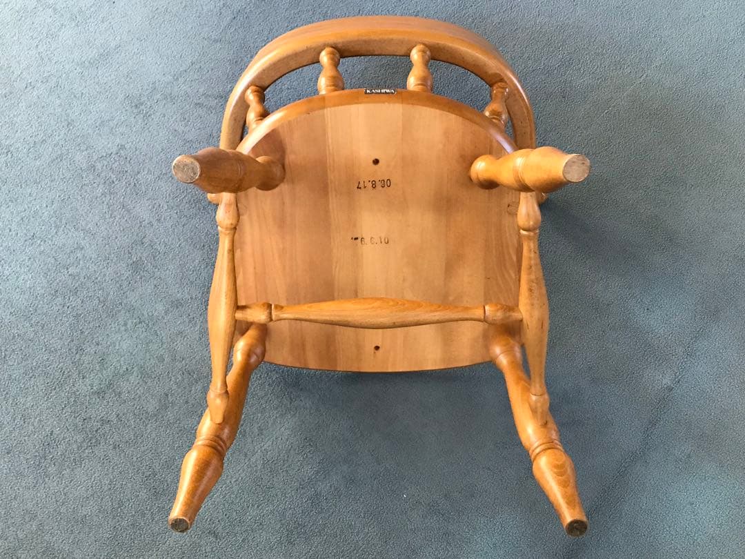 柏木工　木製背もたれ肘掛け付き椅子❶❷２脚まとめてお得セット