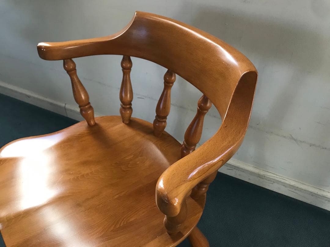 柏木工　木製背もたれ肘掛け付き椅子❶❷２脚まとめてお得セット