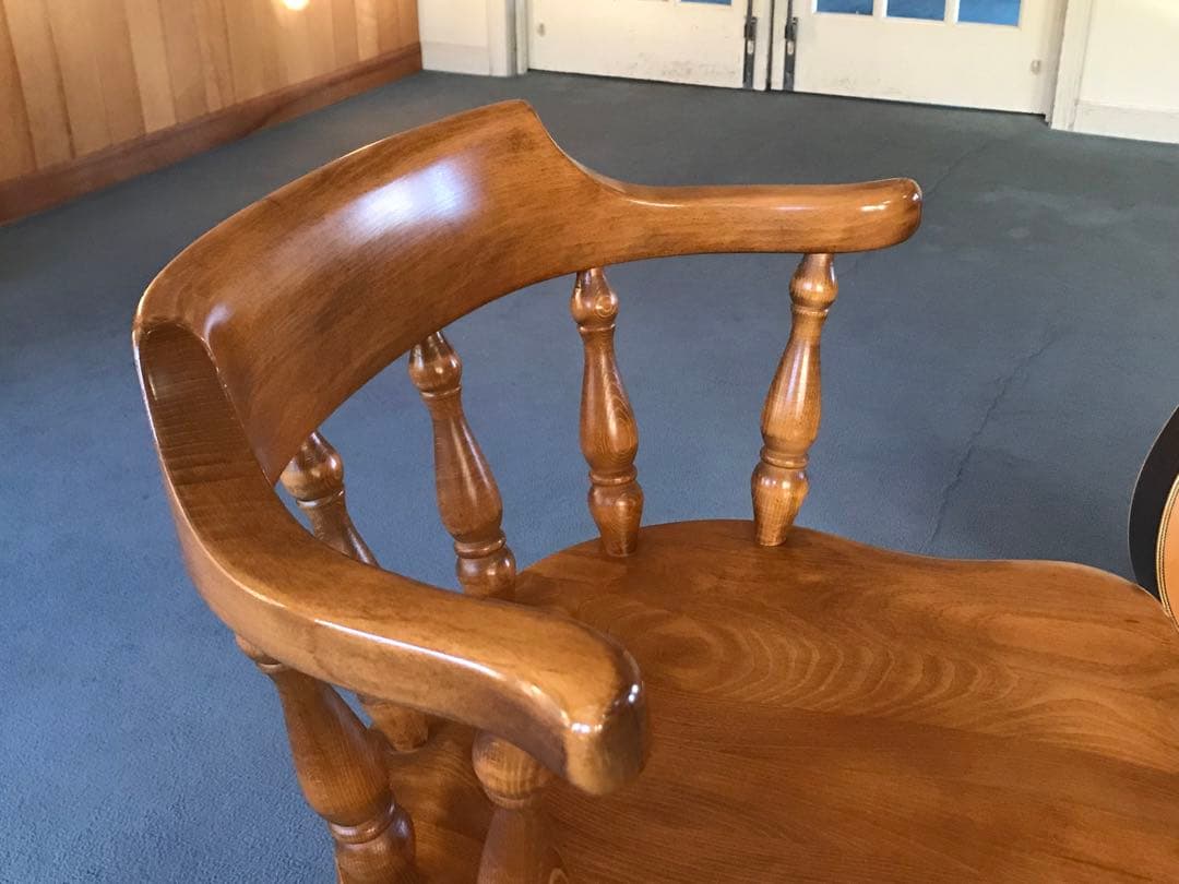 柏木工　木製背もたれ肘掛け付き椅子❶❷２脚まとめてお得セット