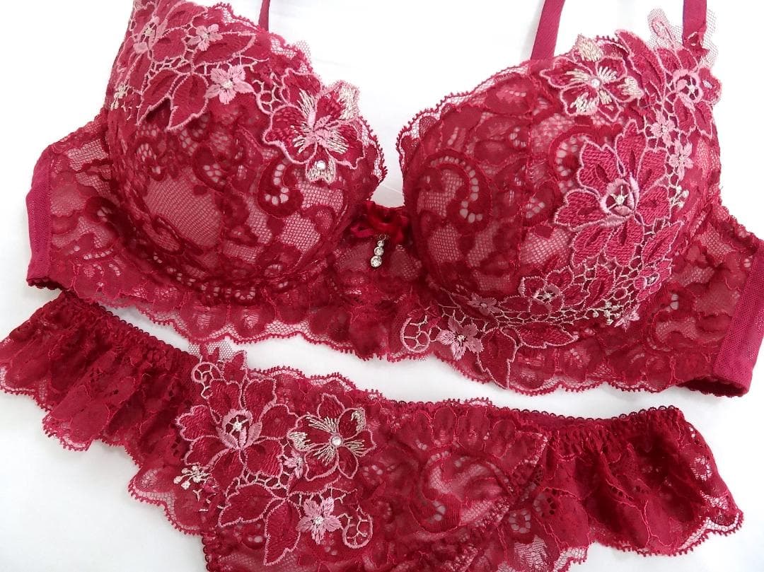 ワコール ルジェ ブラジャーC75 & ショーツML　赤レースセクシー大人