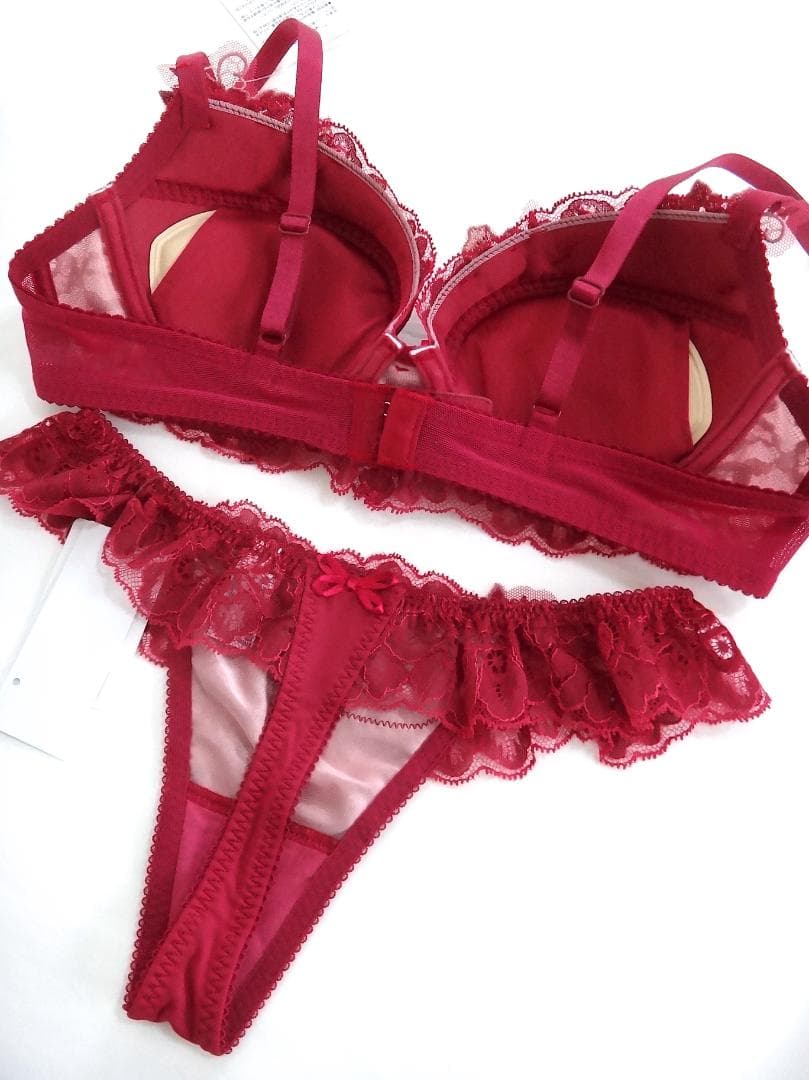 ワコール ルジェ ブラジャーC75 & ショーツML　赤レースセクシー大人