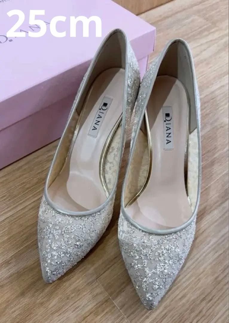 ★美品 DIANA シルバー グリッター パンプス25cm