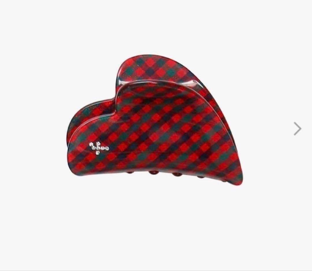 ハート型チェック柄ヘアクリップ
