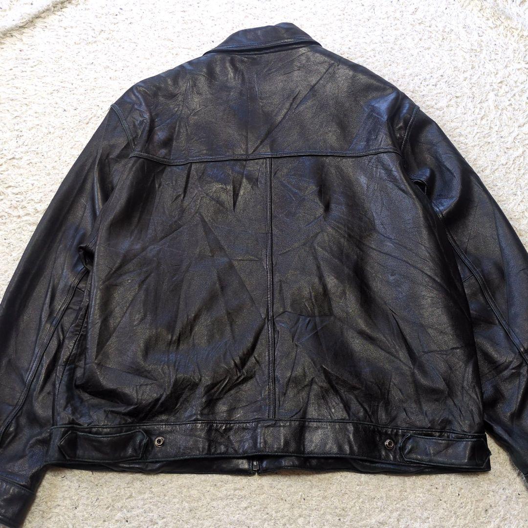 90s古着レザージャケット　黒　本革　ライナー付き