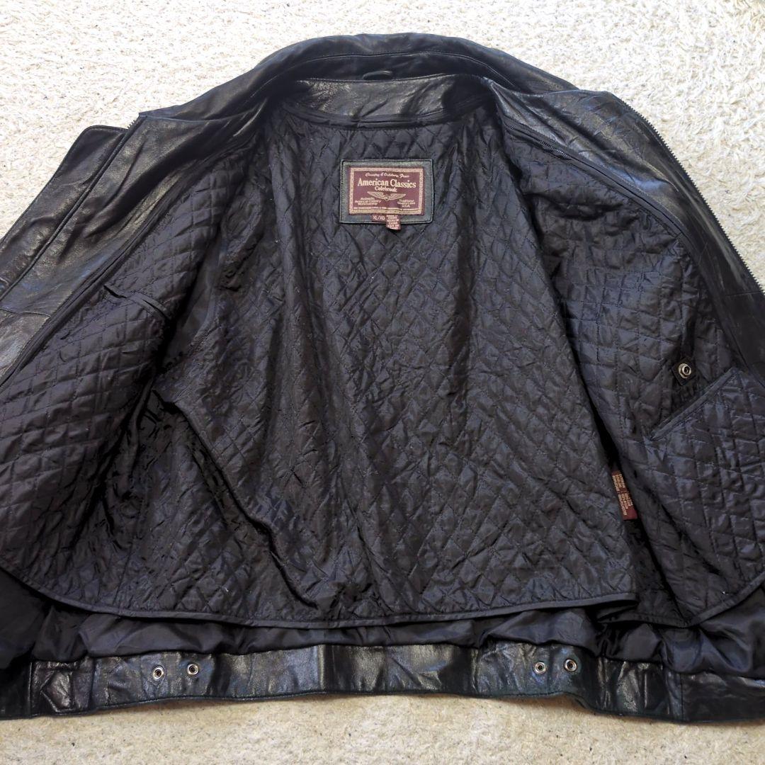90s古着レザージャケット　黒　本革　ライナー付き