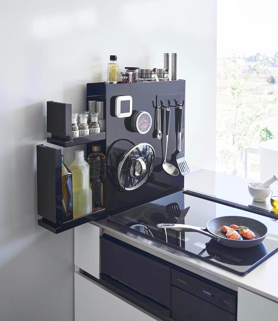 山崎実業　隠せる調味料ラックタワー２段BK