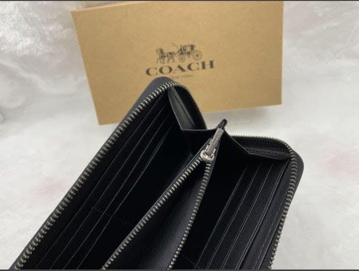 極美品コーチ長財布シグネチャージップブラックメンズレディース新品未使用送料無料