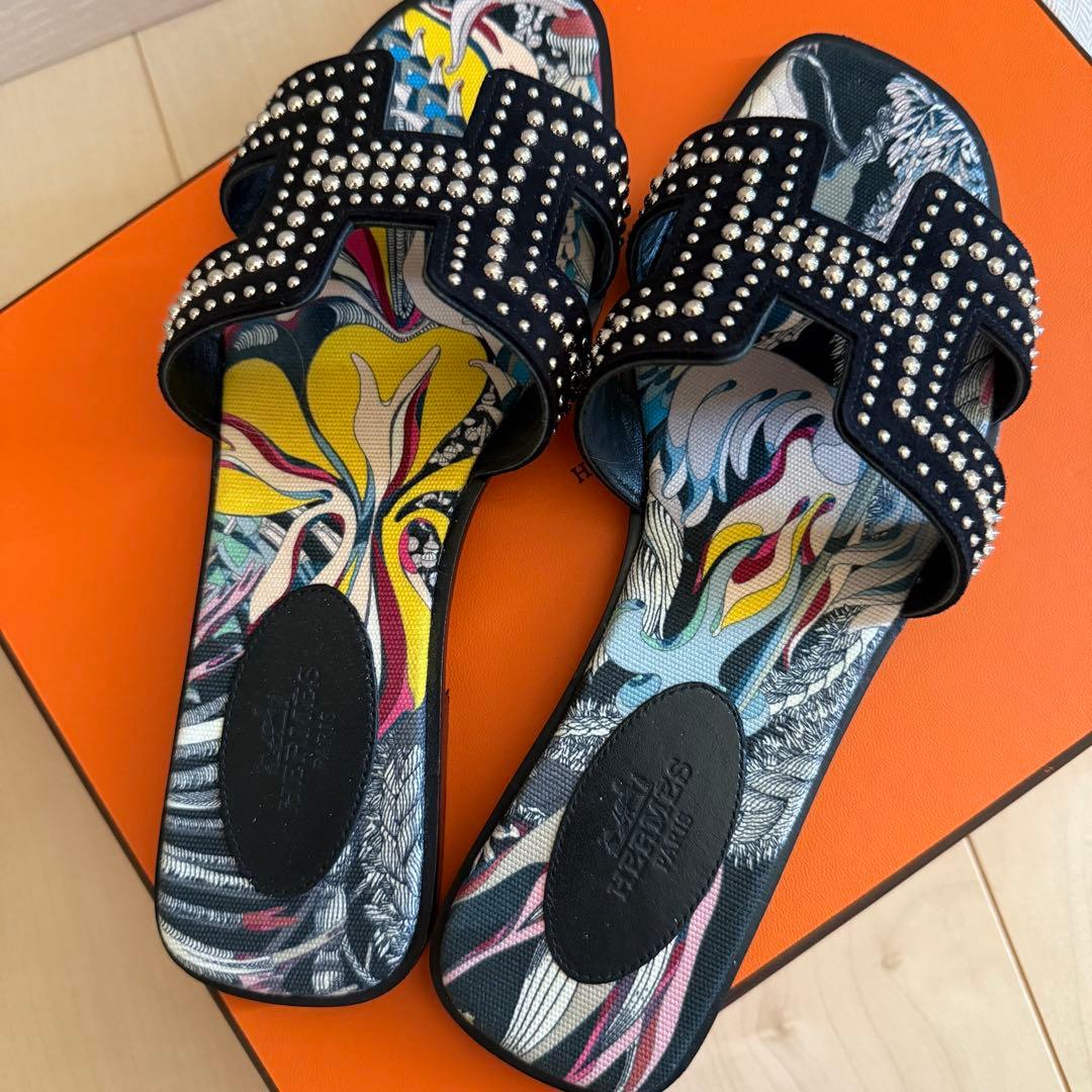 エルメス　HERMES オラン スタッズ サンダル　36