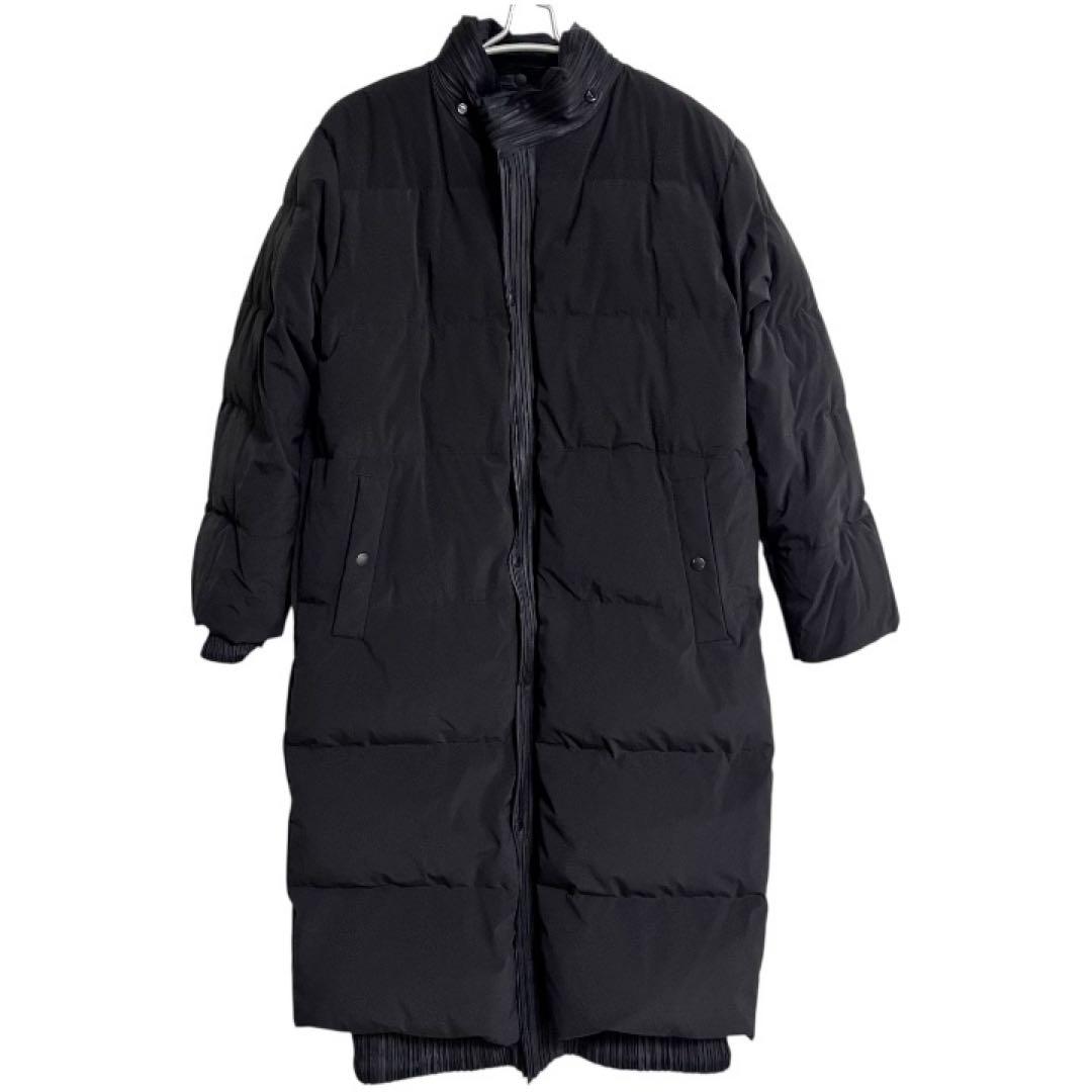プリーツプリーズ ISSEY MIYAKE ロングダウンコート ブラック M