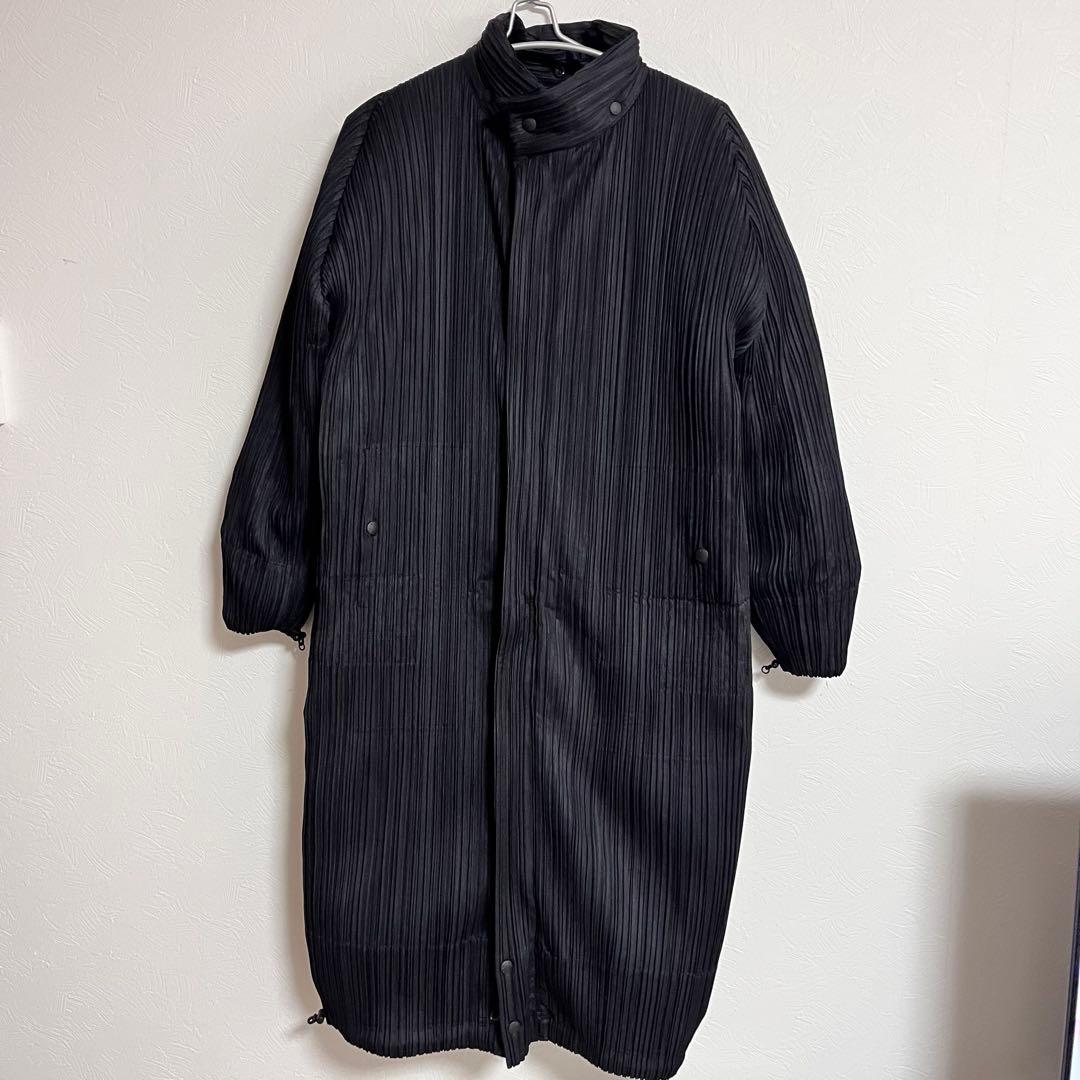 プリーツプリーズ ISSEY MIYAKE ロングダウンコート ブラック M