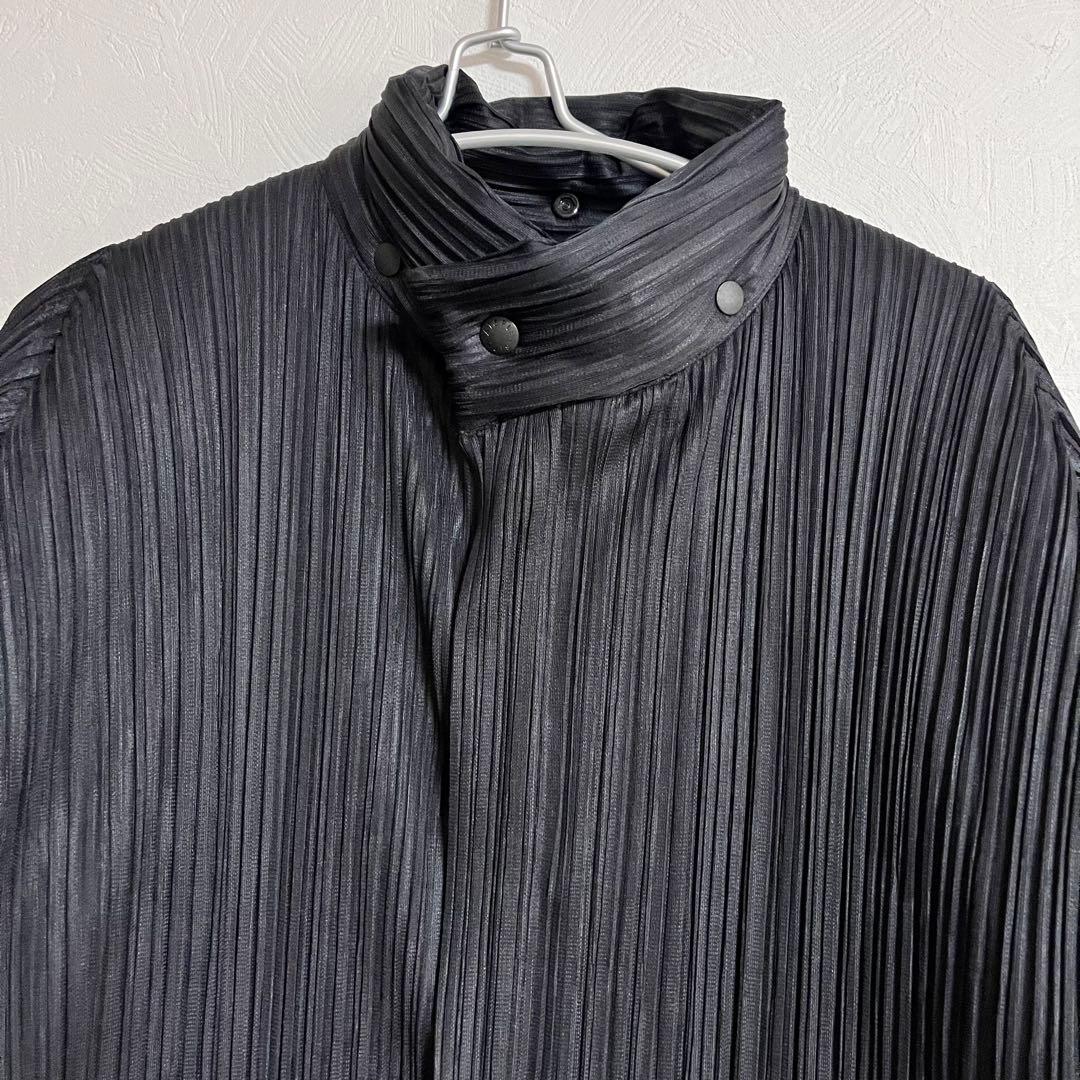 プリーツプリーズ ISSEY MIYAKE ロングダウンコート ブラック M