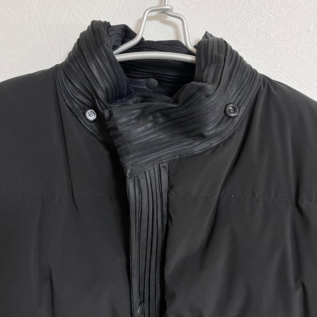 プリーツプリーズ ISSEY MIYAKE ロングダウンコート ブラック M