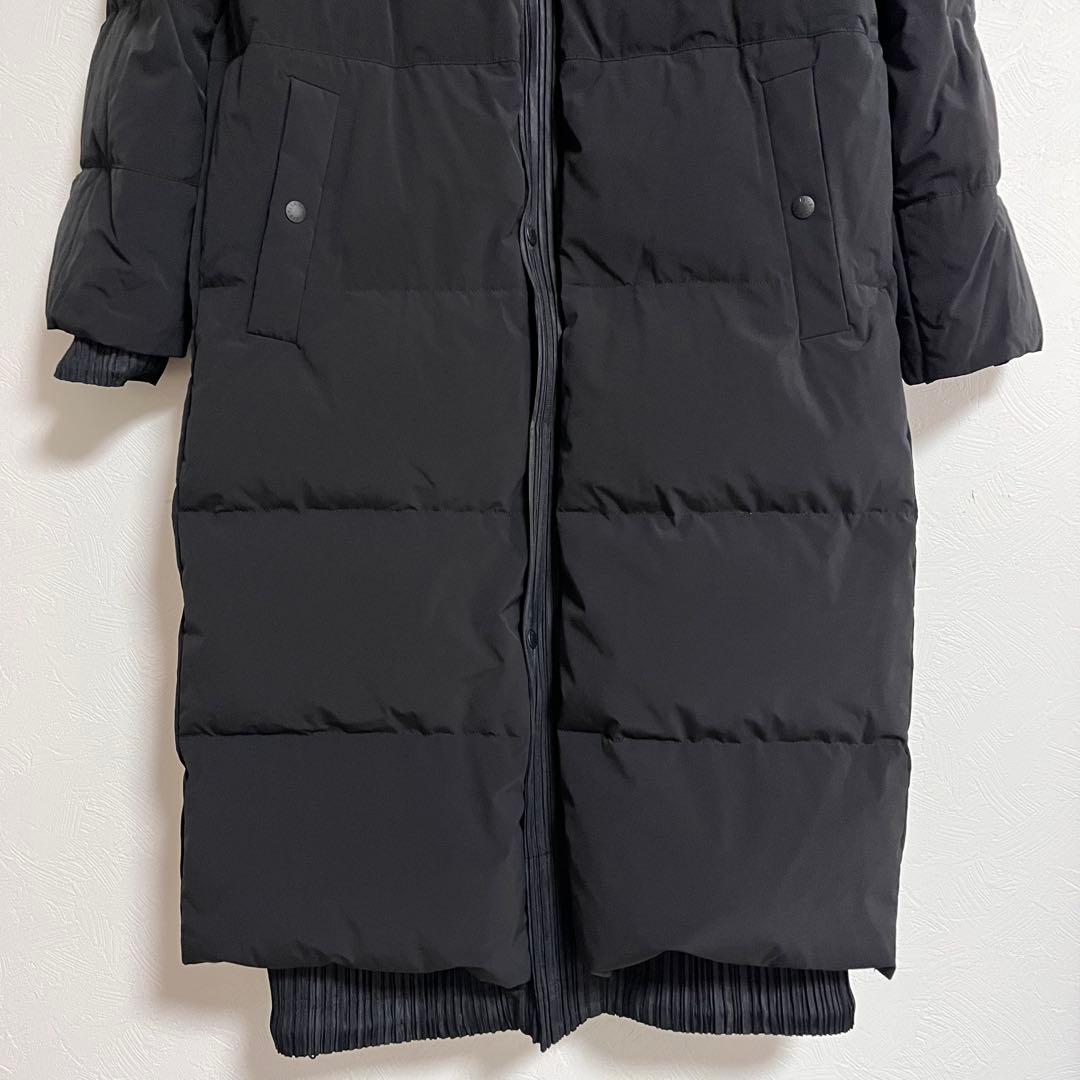 プリーツプリーズ ISSEY MIYAKE ロングダウンコート ブラック M