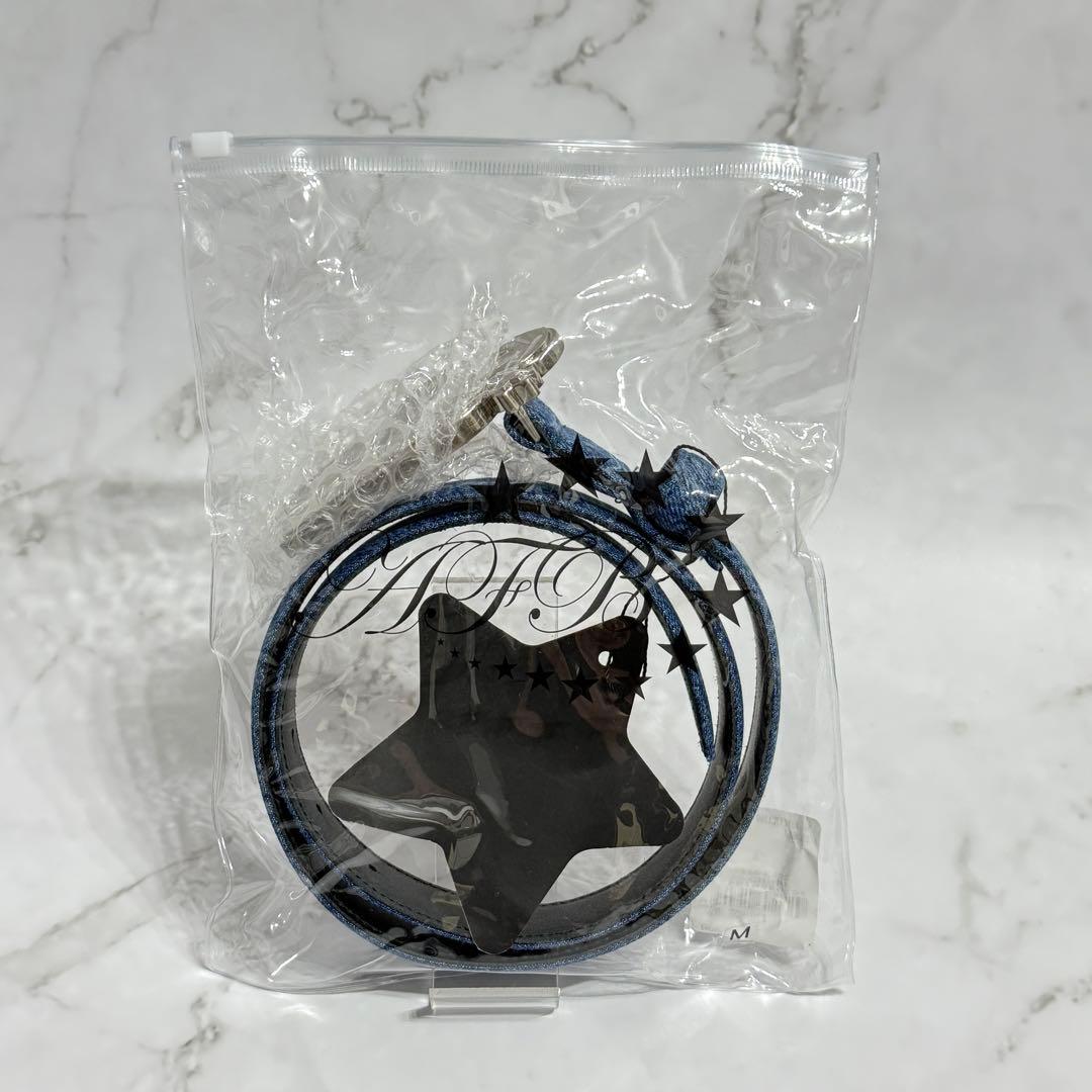 【未使用品】 AFB ロゴバックル デニム ベルト Mサイズ / 80～85cm