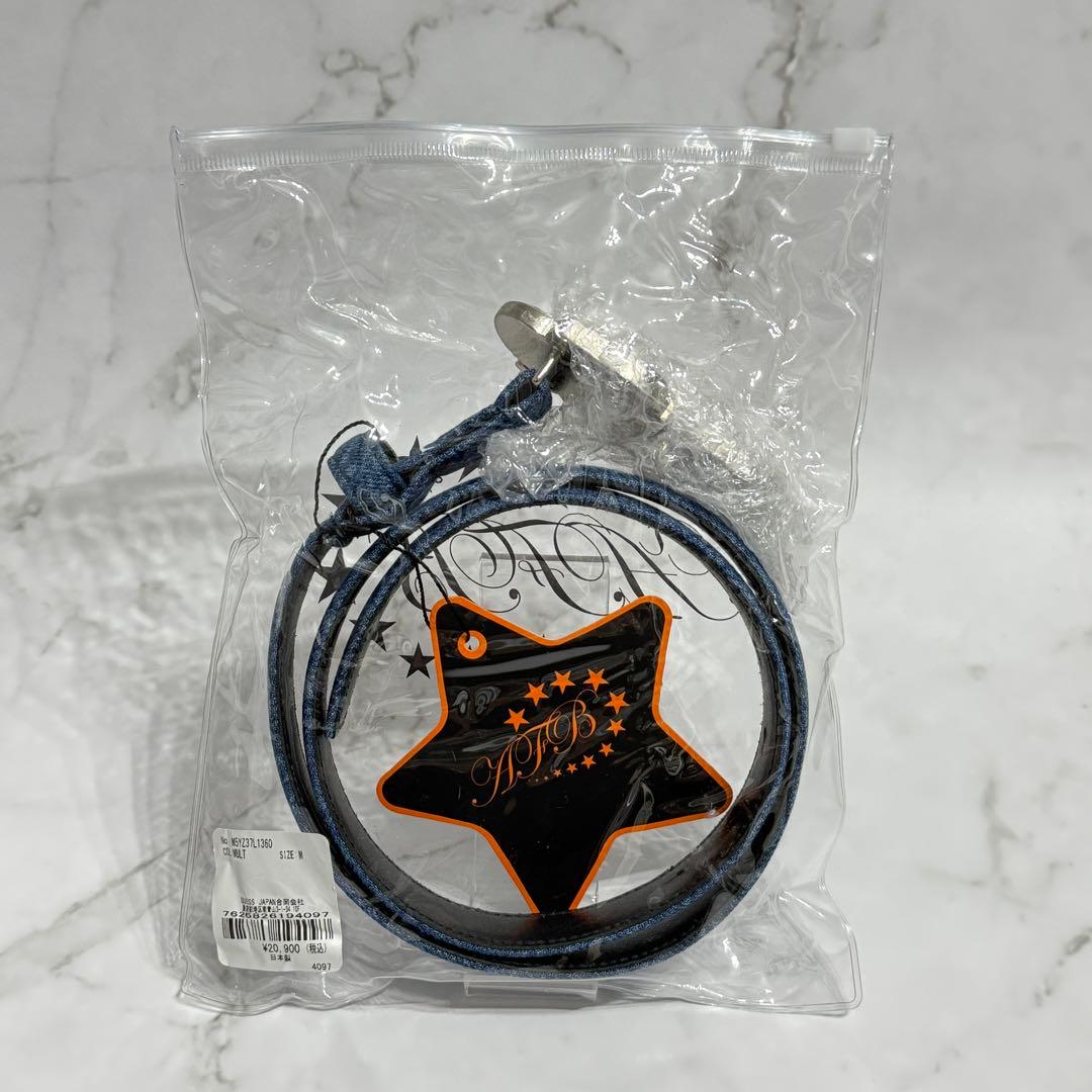 【未使用品】 AFB ロゴバックル デニム ベルト Mサイズ / 80～85cm