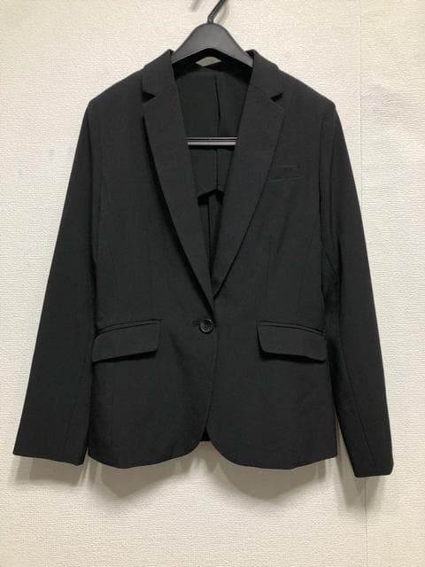 新品☆13号L♪黒系無地♪テーラード＆テーパードパンツスーツ♪お仕事◯D430