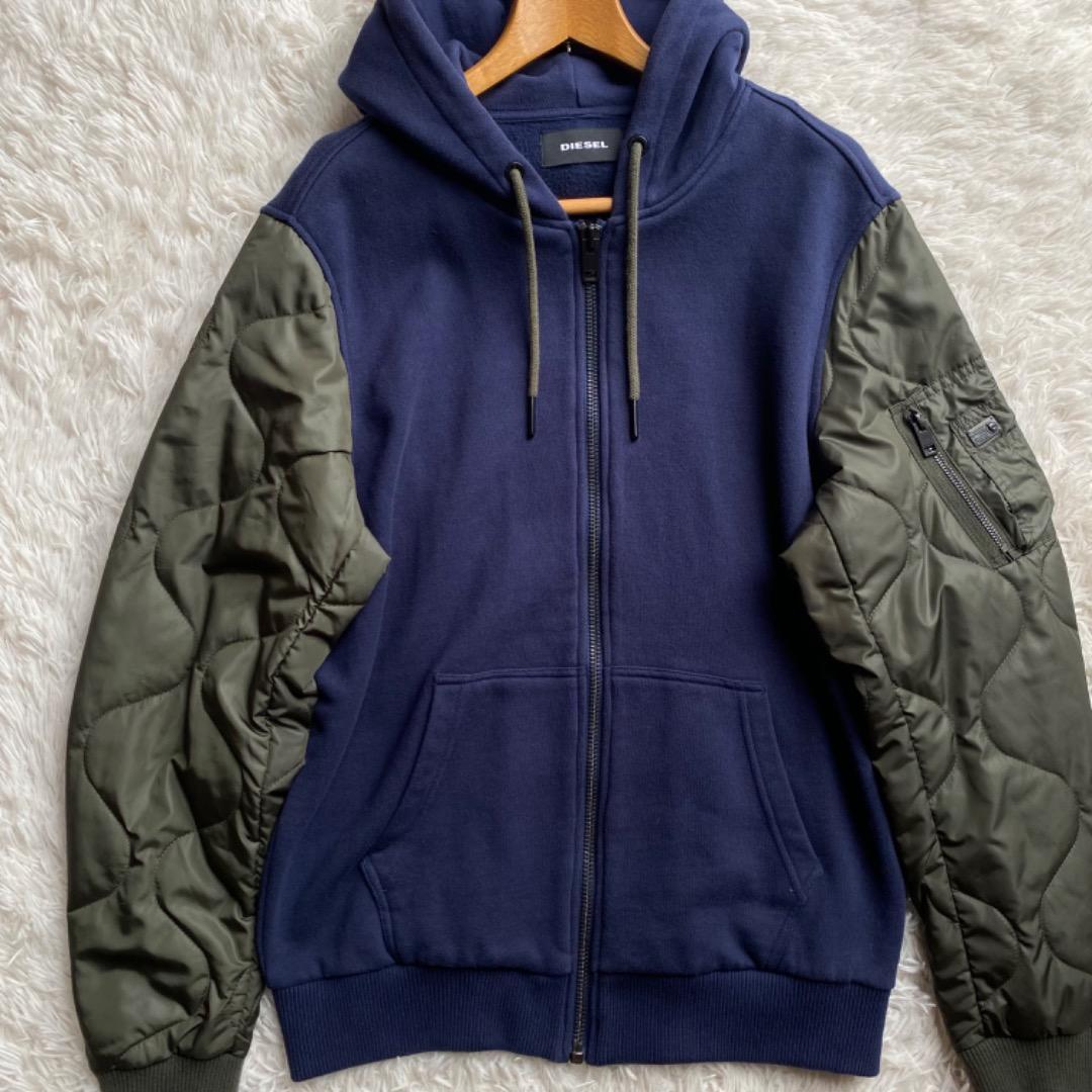 ディーゼル☆未使用に近い　異素材切替パーカー　Lサイズ！メンズアウター　ブルゾン