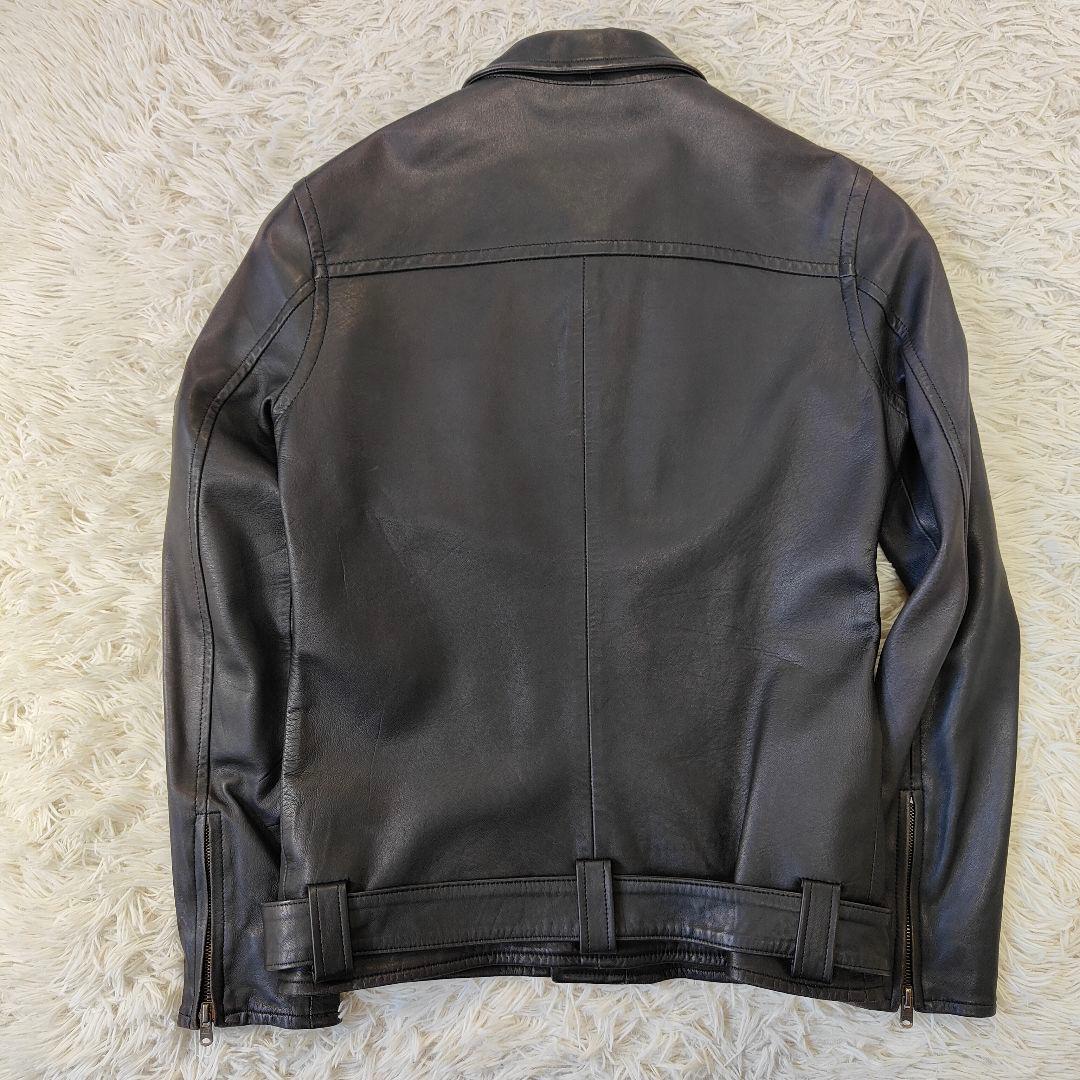 美品　drestripレザージャケット　ダブルライダース　裏地総柄　S