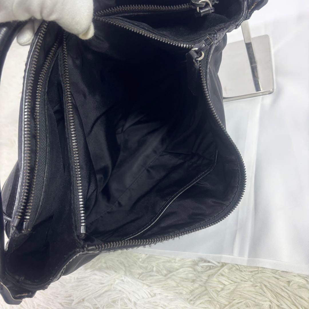 バーバリー　ナイロン レザー バッグ　トートバッグ　ハンドバック　ブラック