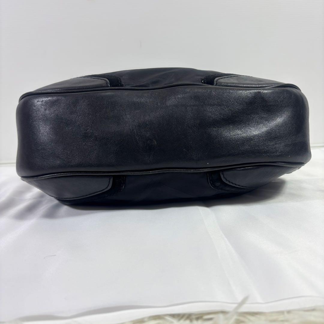 バーバリー　ナイロン レザー バッグ　トートバッグ　ハンドバック　ブラック