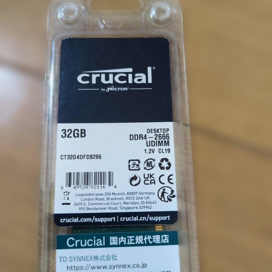メモリー Crucial 32GB DDR4 2666MHz CT32G4DFD8266