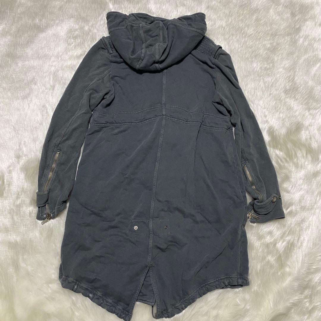a9 未使用品　DIESEL USED加工　スウェット素材モッズコート　濃灰　S