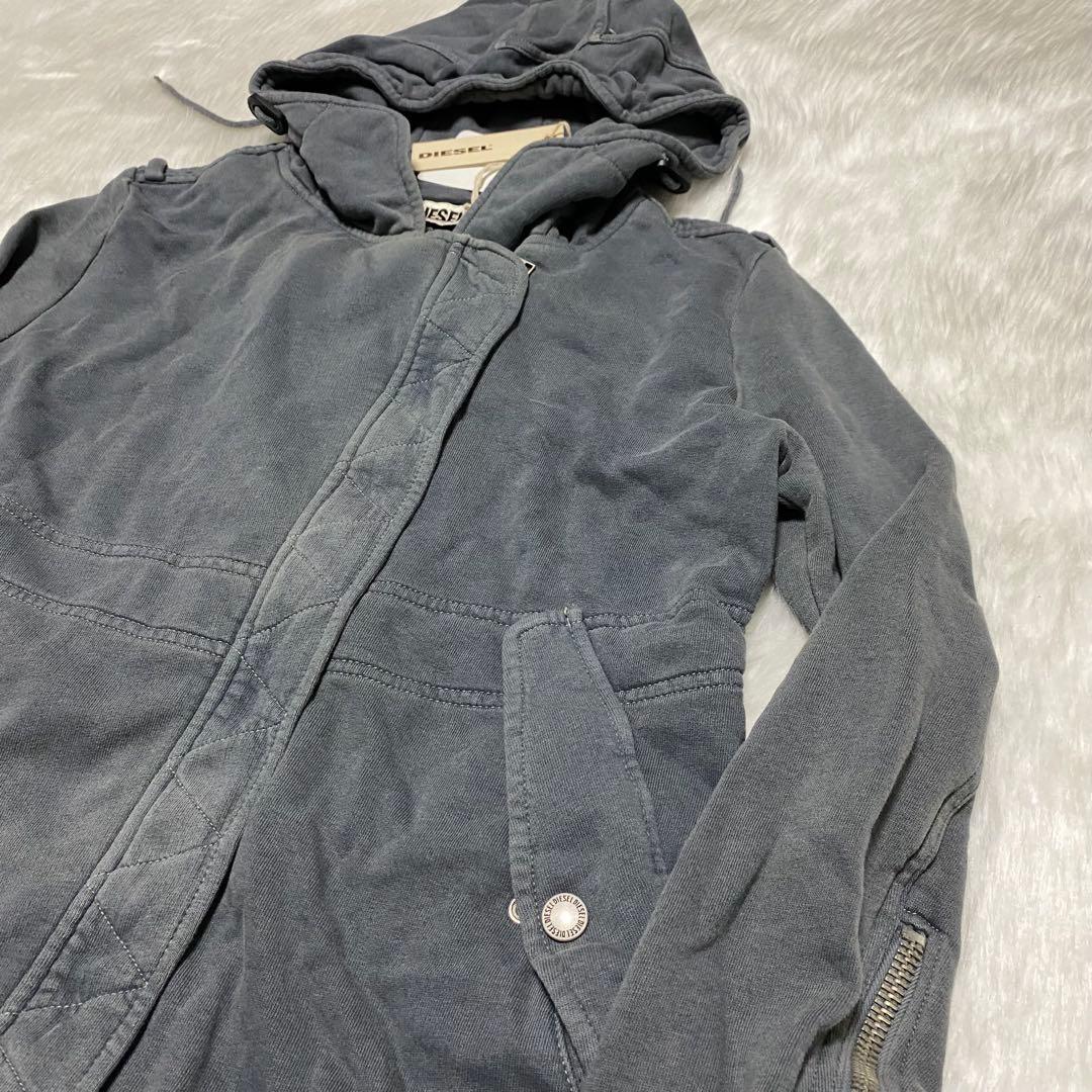 a9 未使用品　DIESEL USED加工　スウェット素材モッズコート　濃灰　S