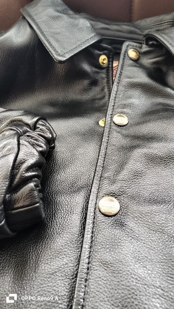 カ*ン様 カーフィーレザー　コーチジャケット　レザー本革　革ジャン 45000→