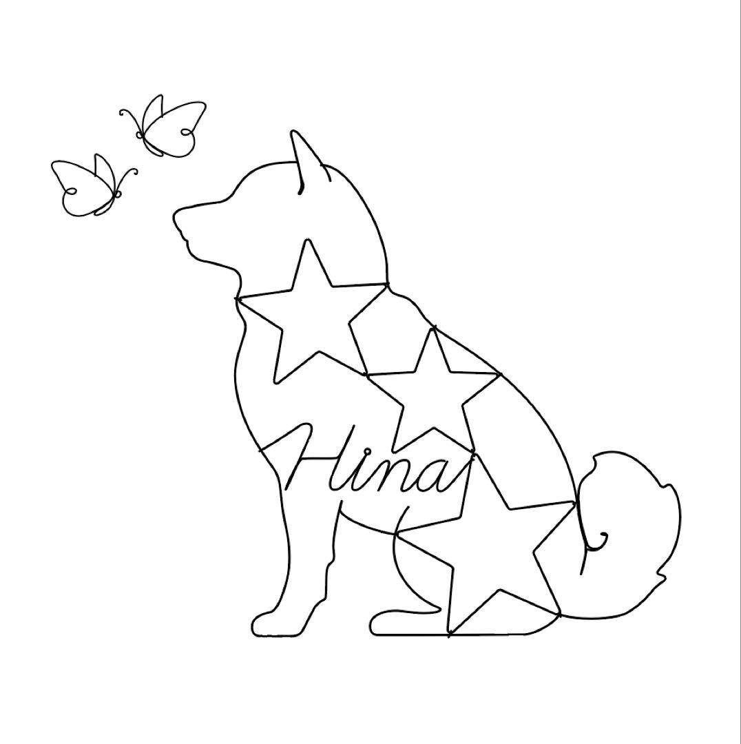 ワイヤークラフト アート 豆柴 柴犬 蝶 犬 壁掛け インテリア No1264