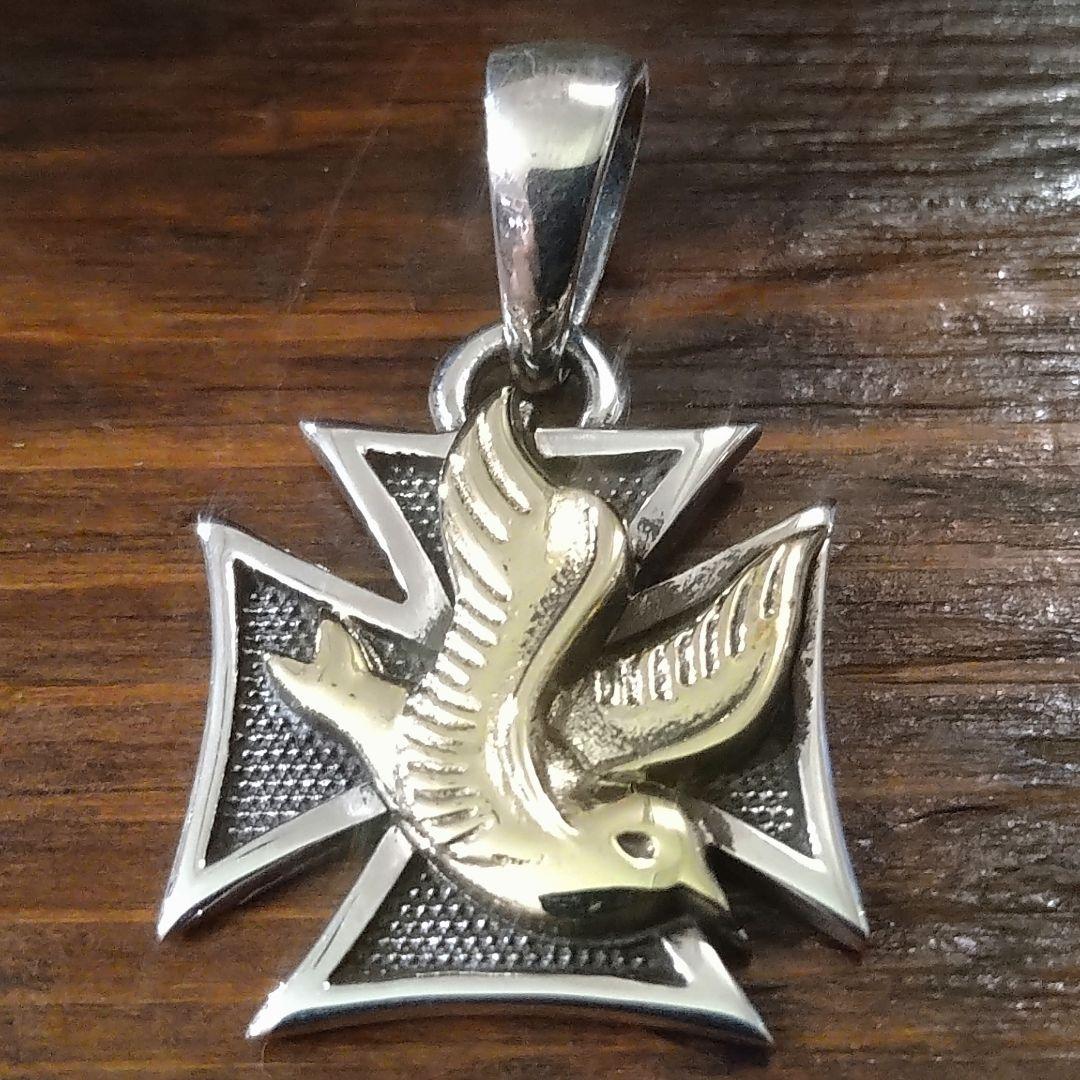 新品 925シルバー ペンダント スワロー&アイアンクロス