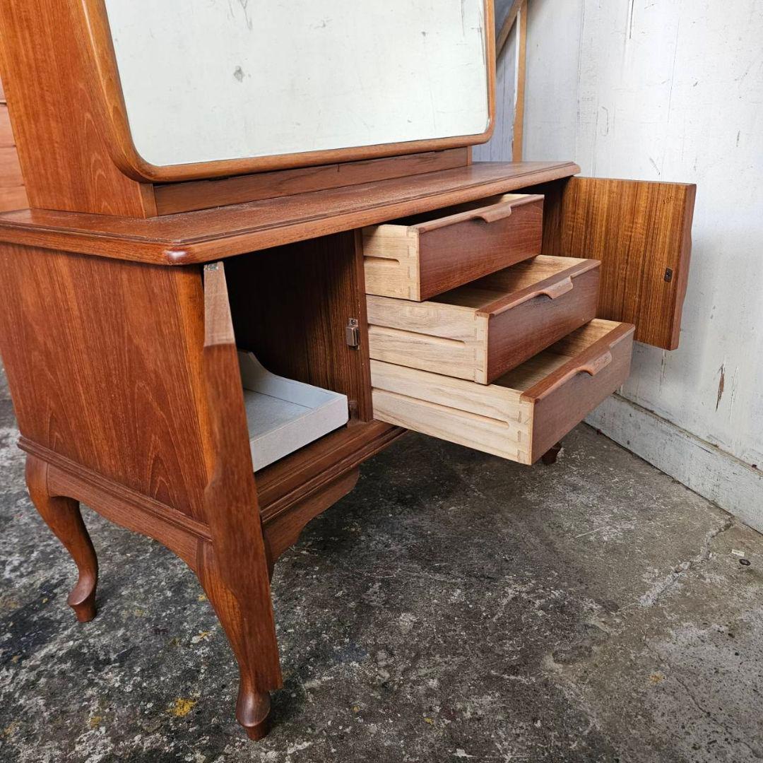 木製 ライティングビューロー ドレッサー 猫脚 鏡台 北欧調デザイン