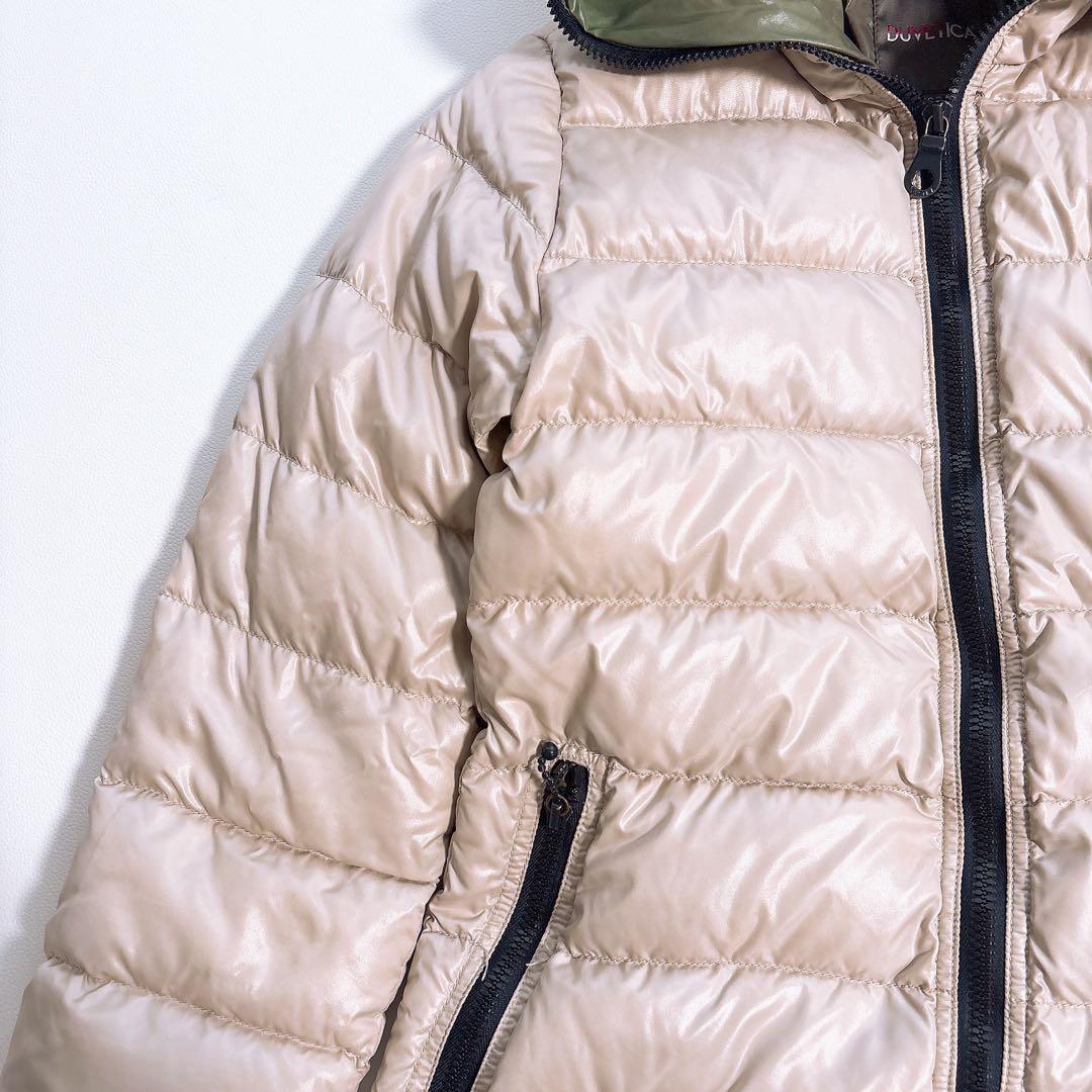 DUVETICA フード付きダウンジャケット ロング　38 ベージュ×カーキ