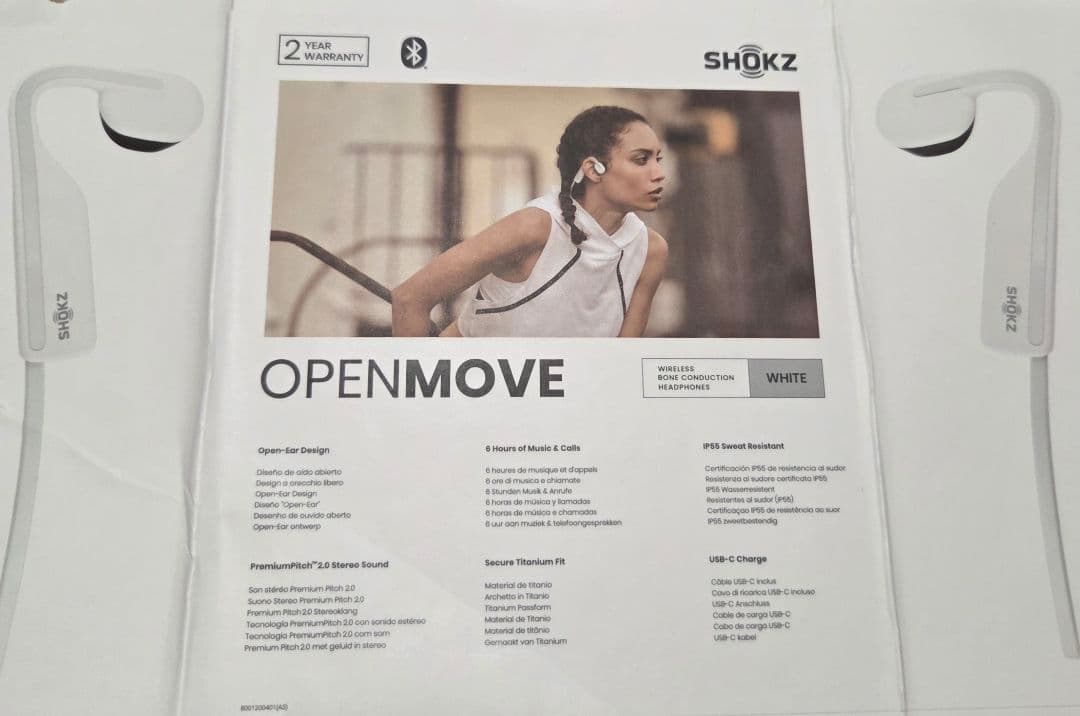 SHOKZ OPENMOVE 骨伝導イヤホン ホワイト