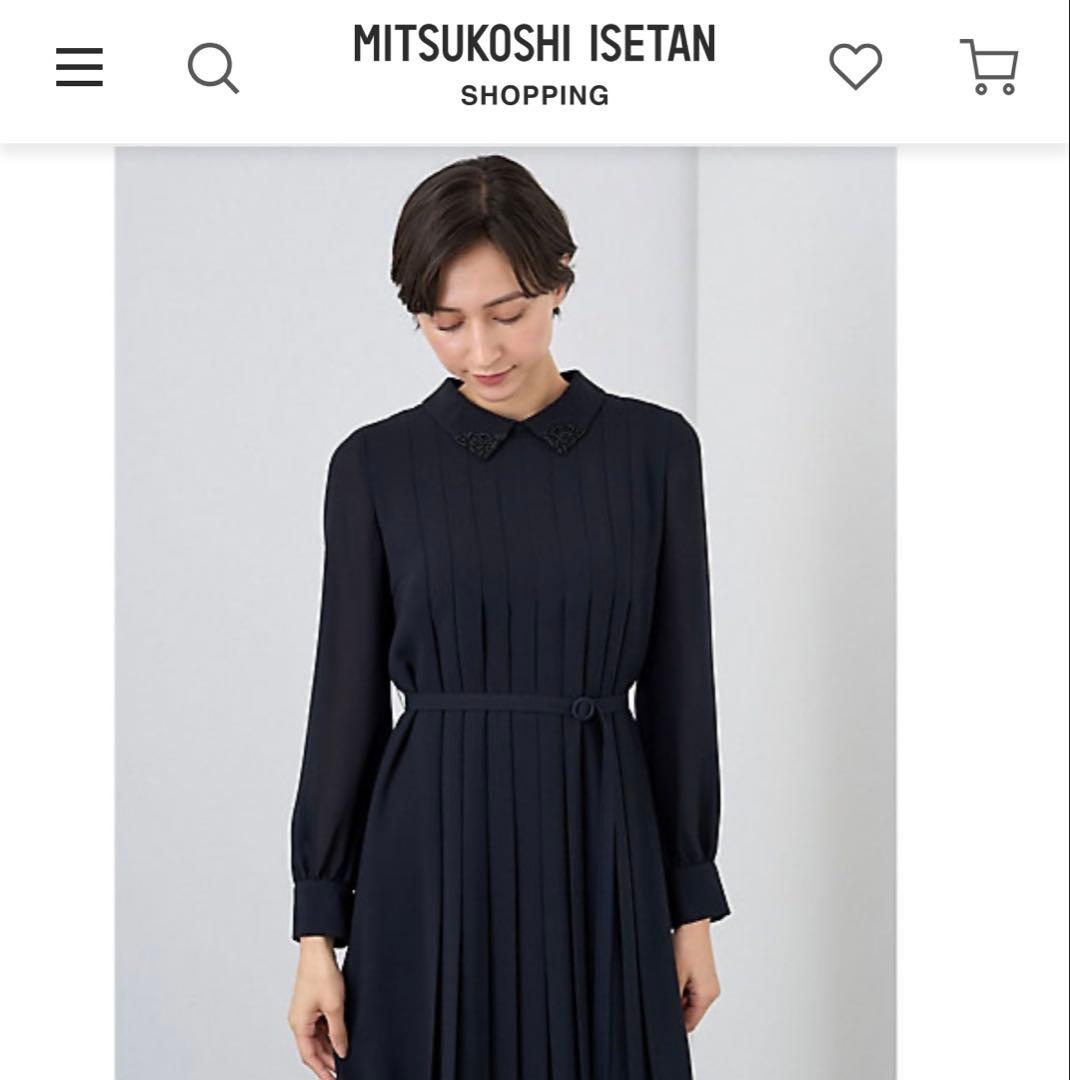 24年ANAYIアナイ5.9万円シアードビービジューカラーワンピース36ネイビー