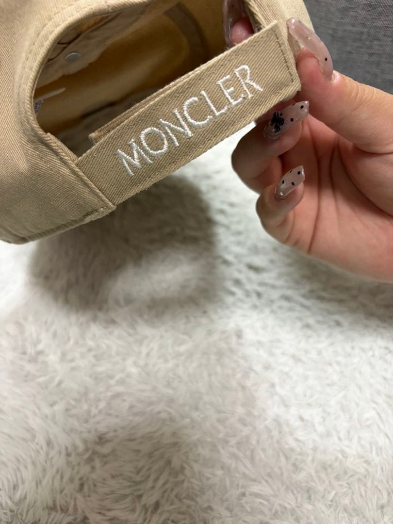 MONCLER ベージュ コットンキャップ フリーサイズ