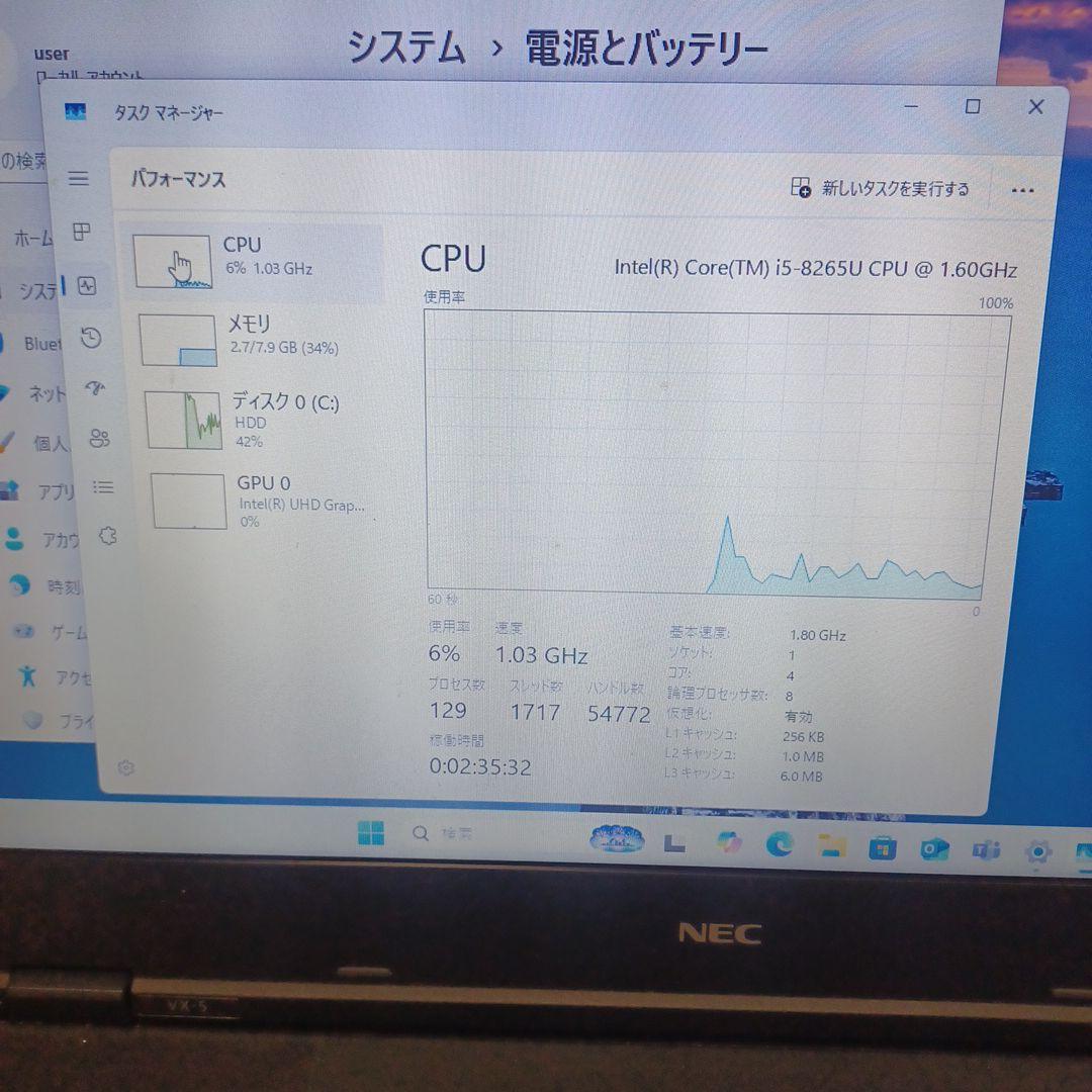 Windowsノート本体 NEC Core i5-8265U/8GB/HDD500GB(2)