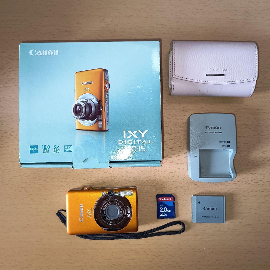 Canon IXY DIGITAL 110IS オレンジ 純正皮ケース付 動作品