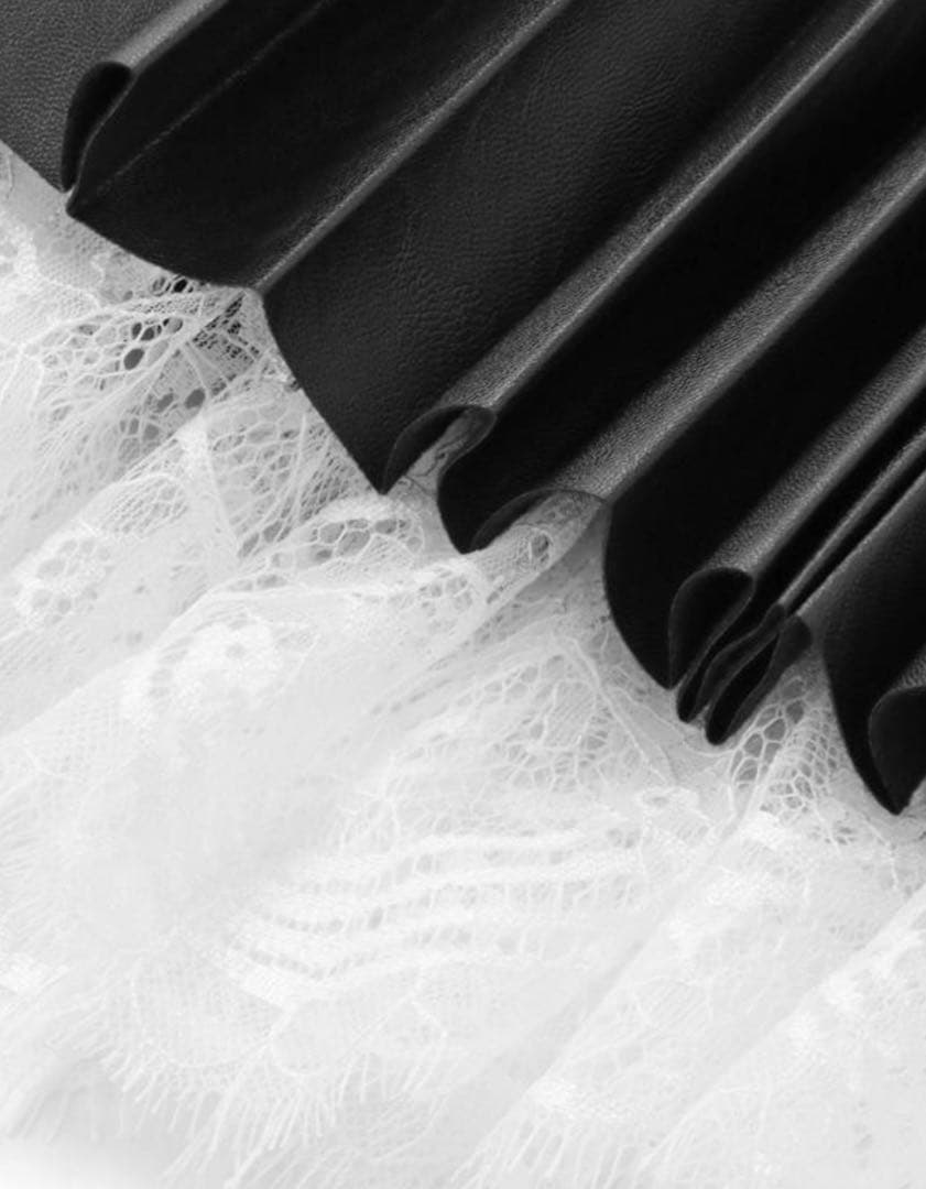 JENNE ジェンヌ 合皮プリーツスカート ブラック レース ロング Lサイズ