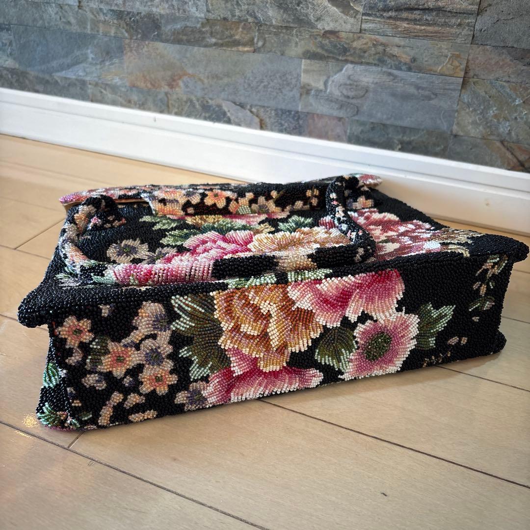 手挿ビーズ刺繍 花柄 バッグ