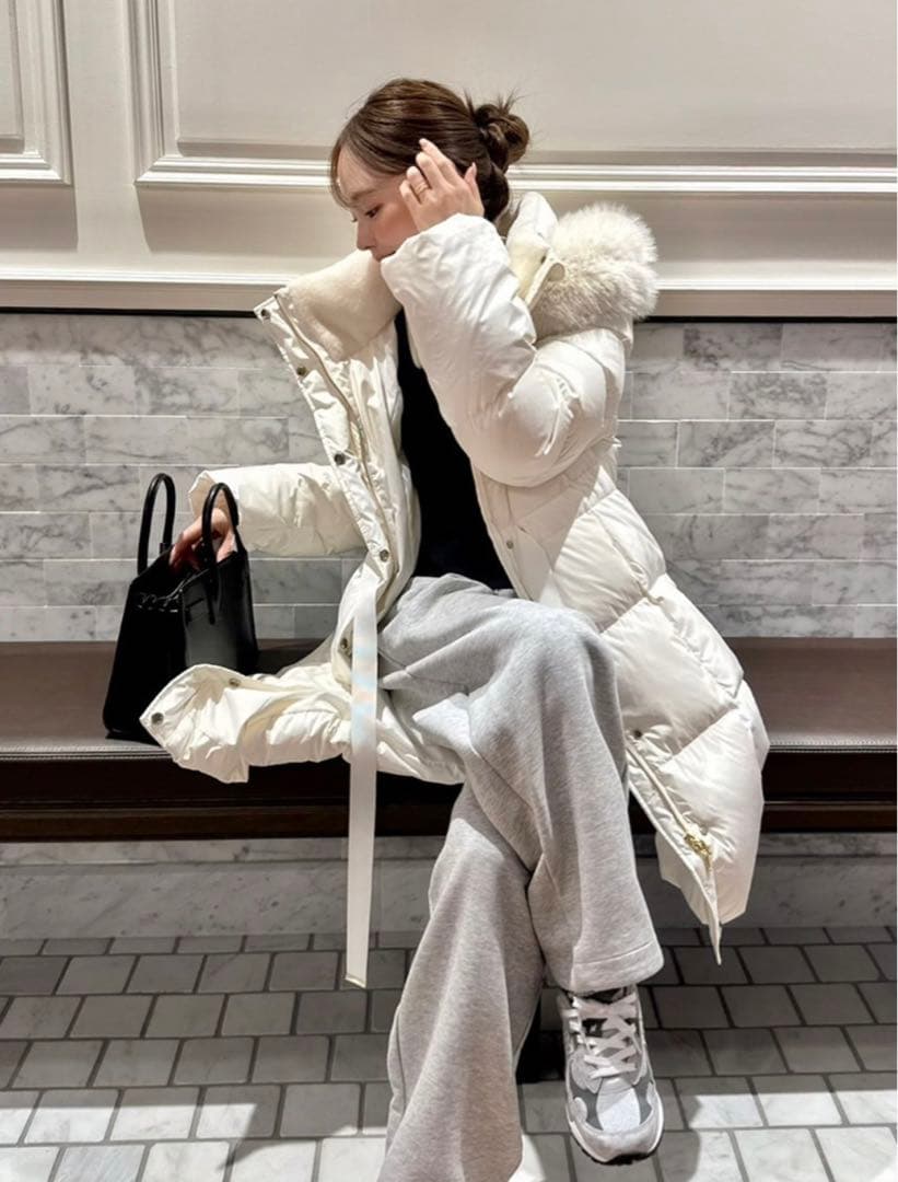 frayid フードファーロングダウンコート