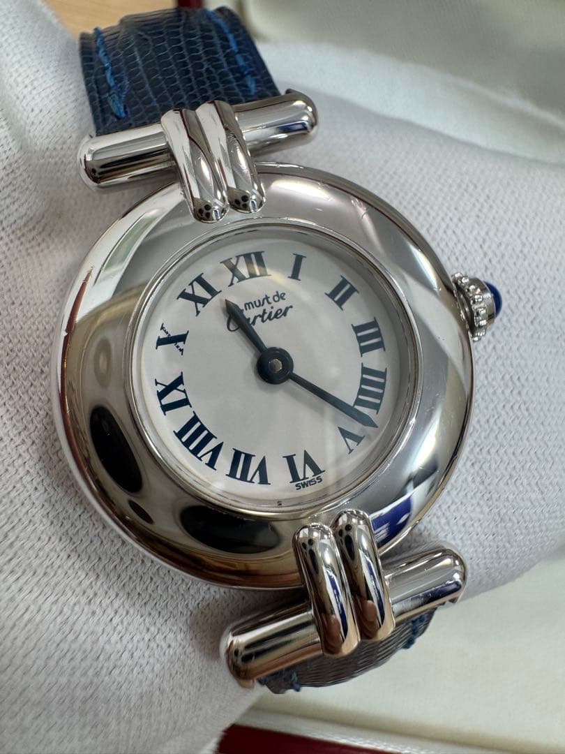 must de Cartier 腕時計 アナログ シルバー/ネイビー