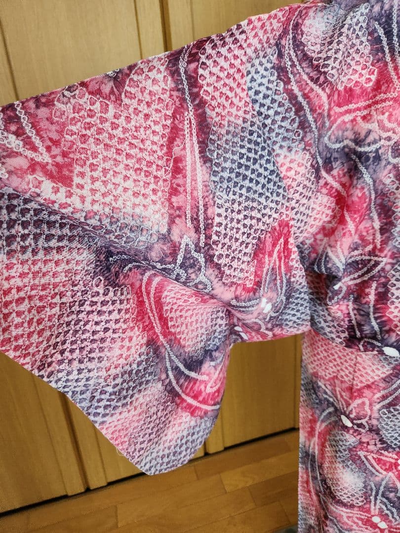 浴衣 綿100% 夏着物 洗える着物 有松絞り風 お出かけ カジュアル 蝶 紫