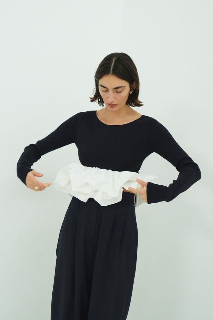 トップス CLANE W BALLOON SHORT KNIT TOPS