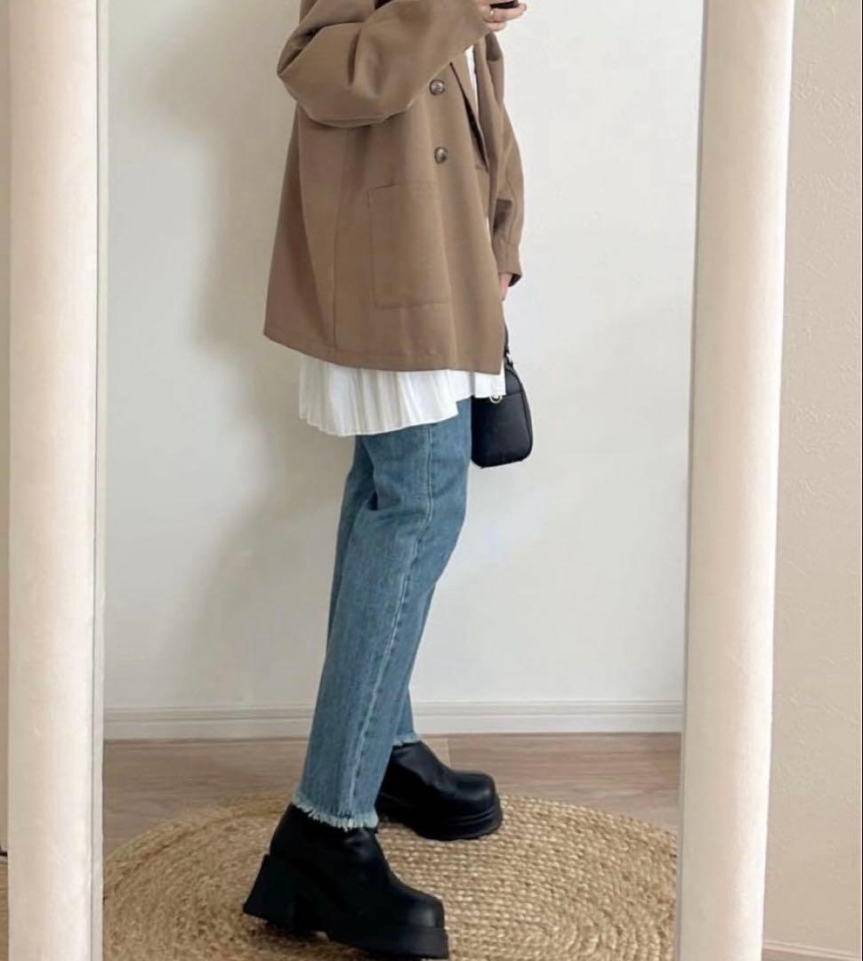 choco 厚底バックファスナーストレッチショートブーツ しまむら