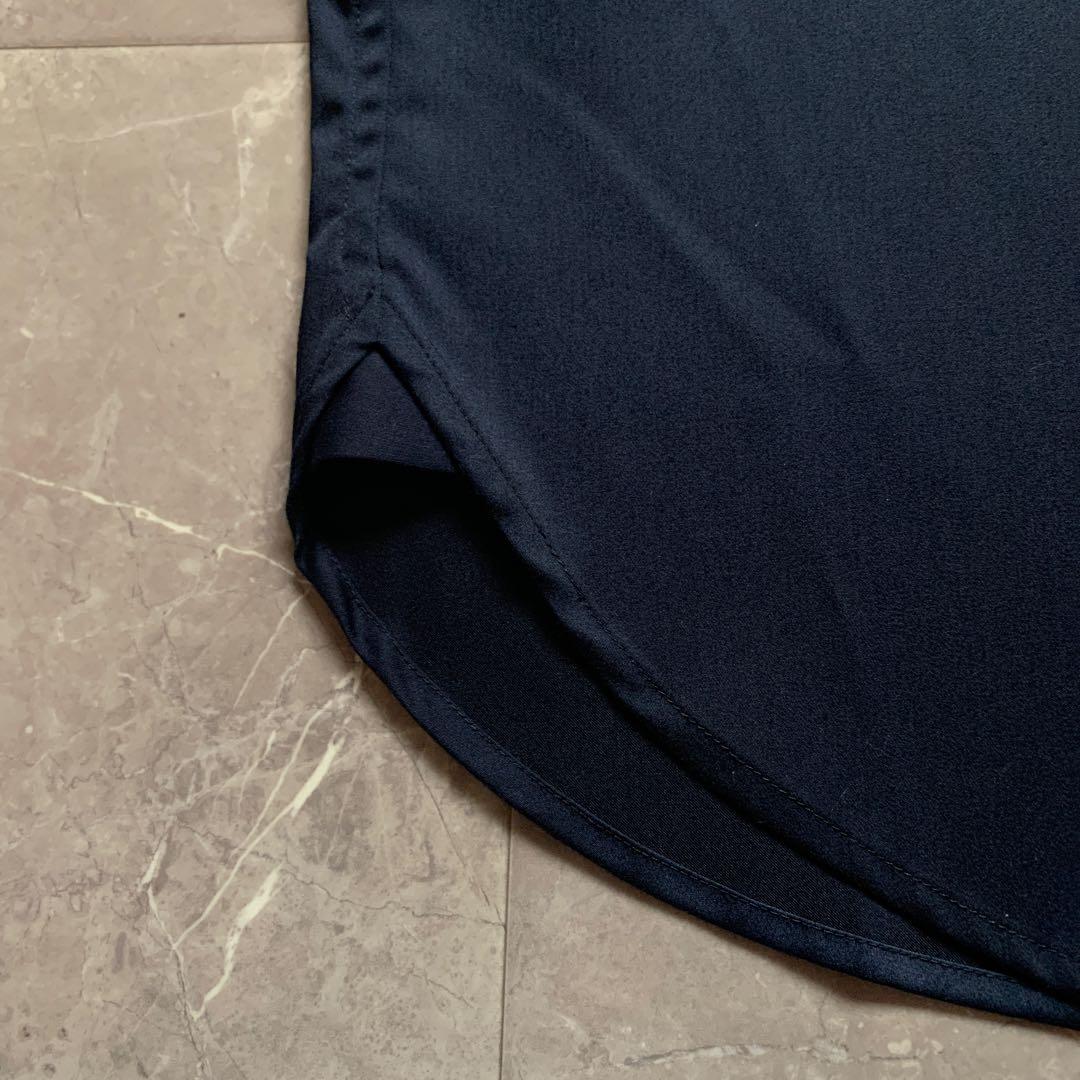 【美品】 Loungedress ラウンジレス　サテンBIGシャツ　ネイビー