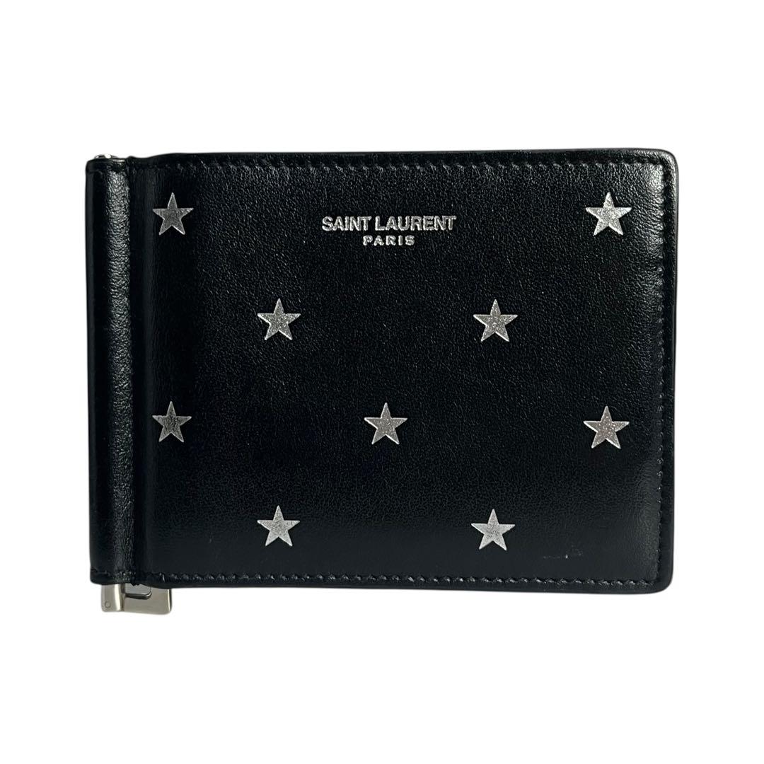 希少✨サンローラン マネークリップ 札入れ 星条旗 スター レザー ブラック