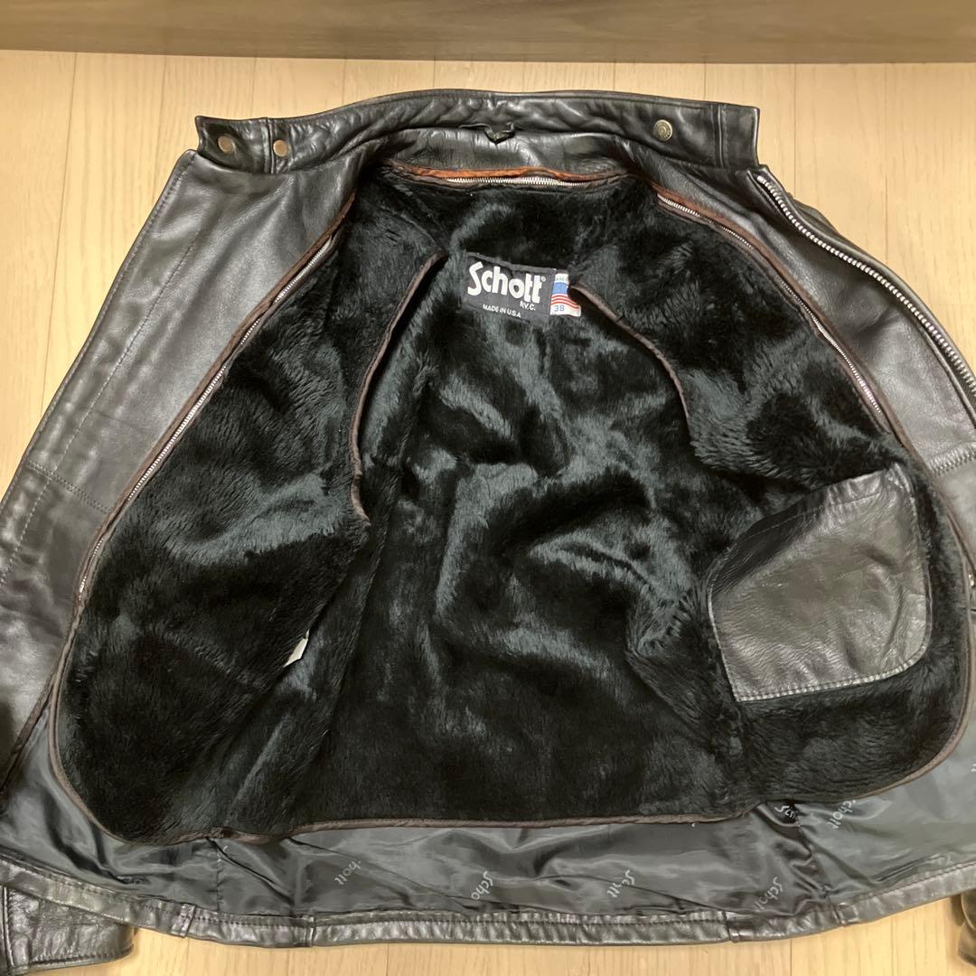 Schott ブラックレザー ジャケット 38