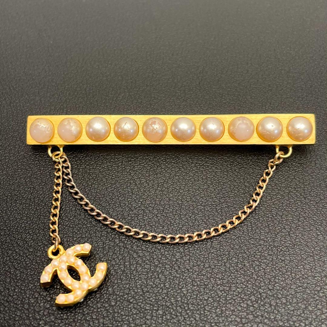 シャネル ココマーク フェイク パール ブローチ ゴールド コサージュ 01A