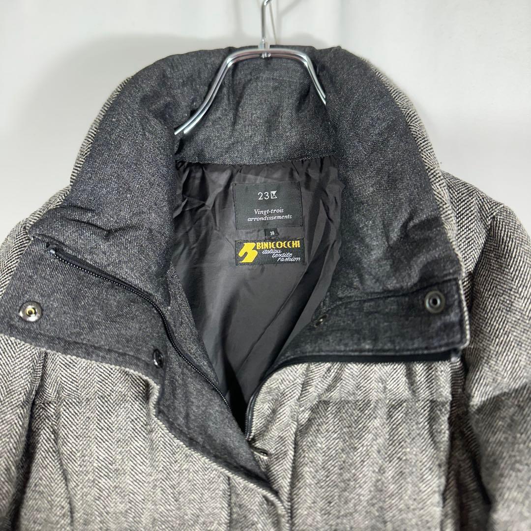 23区 ダウンコート 3way ヘリンボーン シルク混 ファー 38 ジャケット